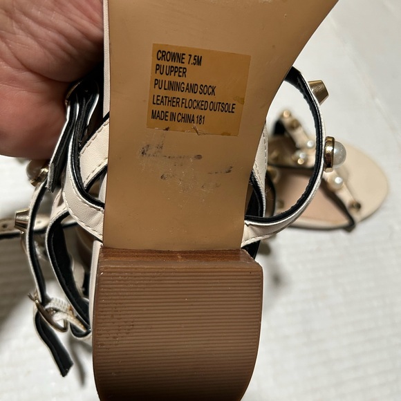 Steve Madden Cream and Black Gladiator Sandals with Studded Straps - Picture 9 of 12